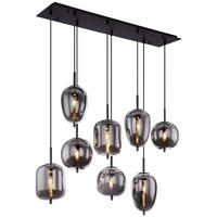GLOBO Pendelleuchte Blacky 15345-8 schwarz Rauch Metall Glas B/H/T: ca. 94x120x34 cm E14 8 Brennstellen Blacky - schwarz/Rauch (94,00/120,00/34,00cm) - GLOBO
