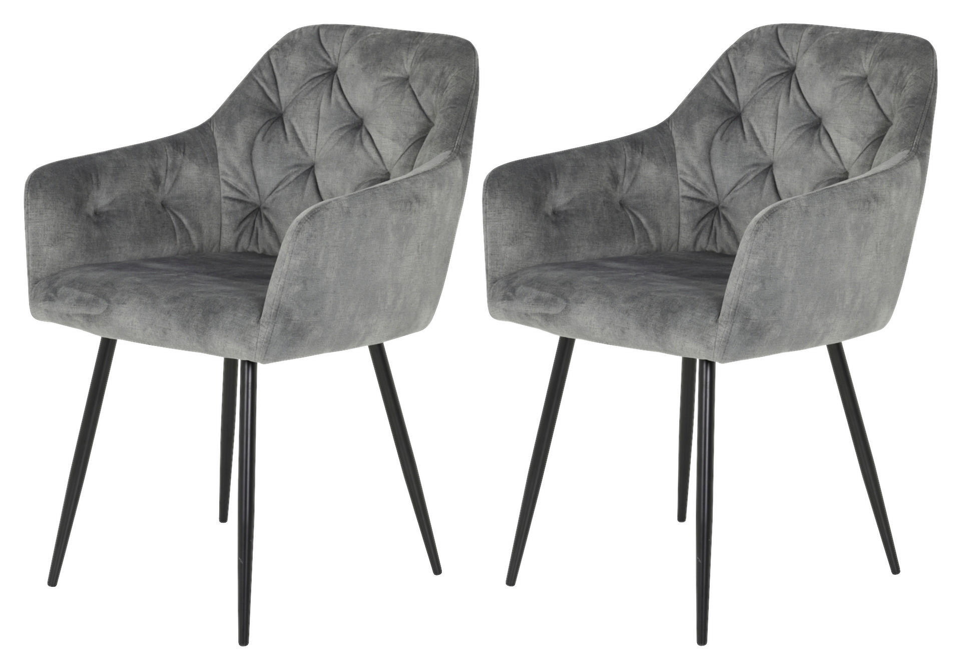 Stuhl Tina 2er Set grau Vintage Samtoptik B/H/T: ca. 56x81x62 cm Tina 2er Set - schwarz/grau (56,00/81,00/62,00cm) - Hela