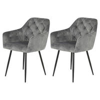 Stuhl Tina 2er Set grau Vintage Samtoptik B/H/T: ca. 56x81x62 cm Tina 2er Set - schwarz/grau (56,00/81,00/62,00cm) - Hela