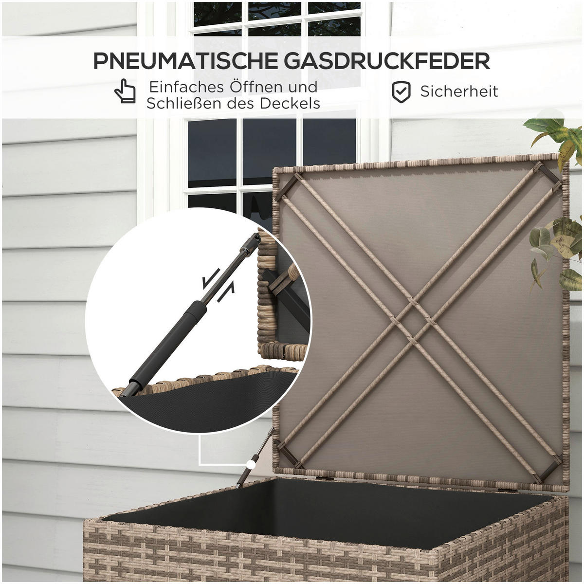 Outsunny Auflagenbox sand Polyrattan B/H/L: ca. 75x70x75 cm Auflagenbox - sand (75,00/75,00/70,00cm) - Outsunny