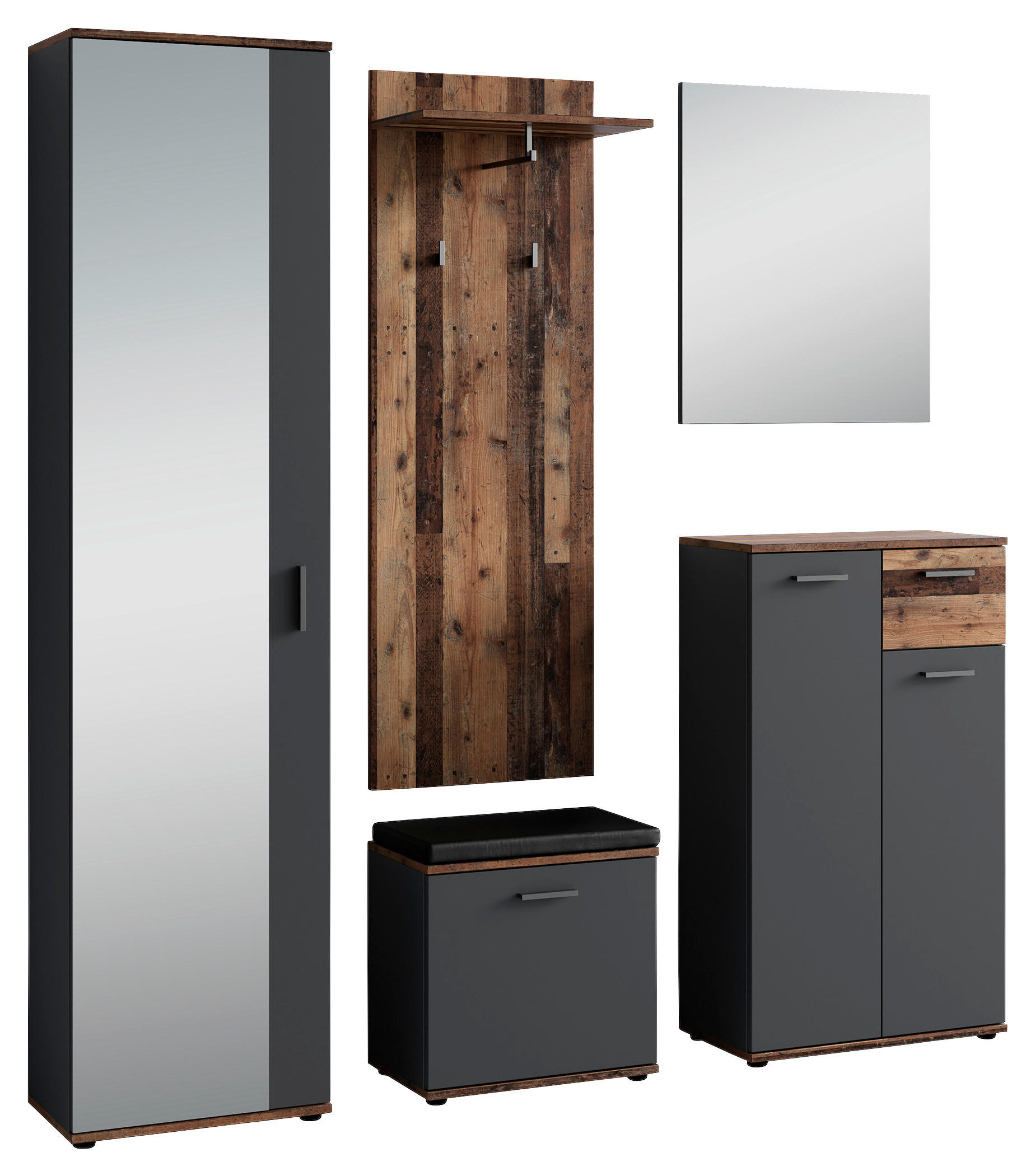 Garderobenset JAKOB Set 5-tlg. anthrazit JAKOB Set 5-tlg. - anthrazit - byLIVING