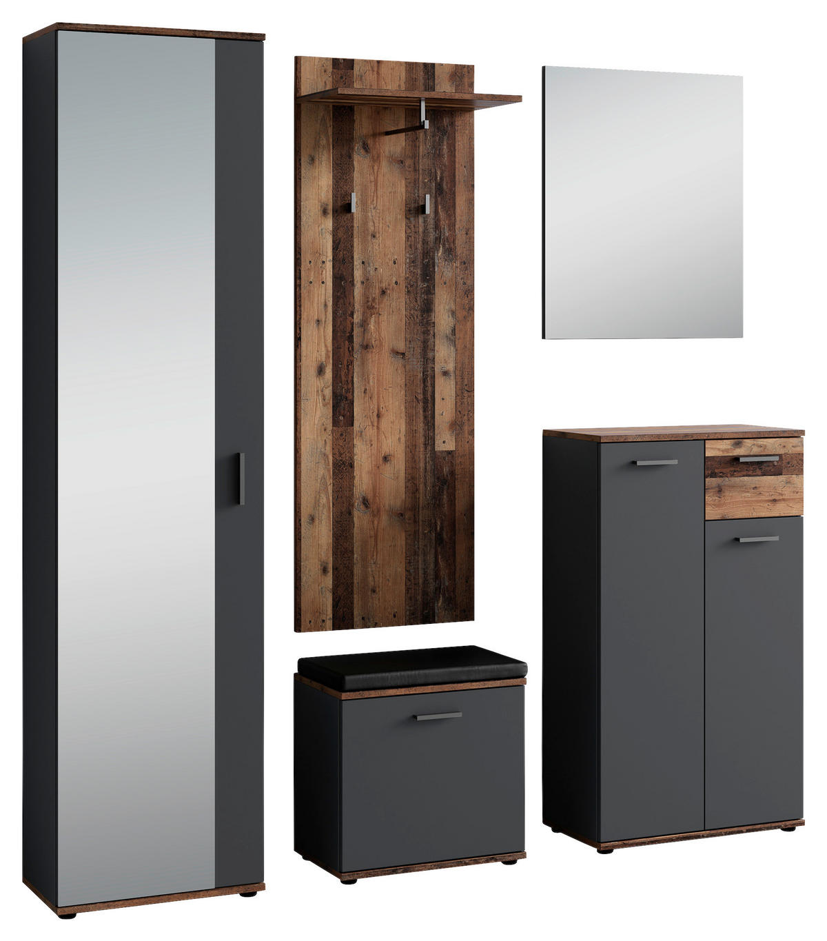 Garderobenset JAKOB Set 5-tlg. anthrazit JAKOB Set 5-tlg. - anthrazit - byLIVING