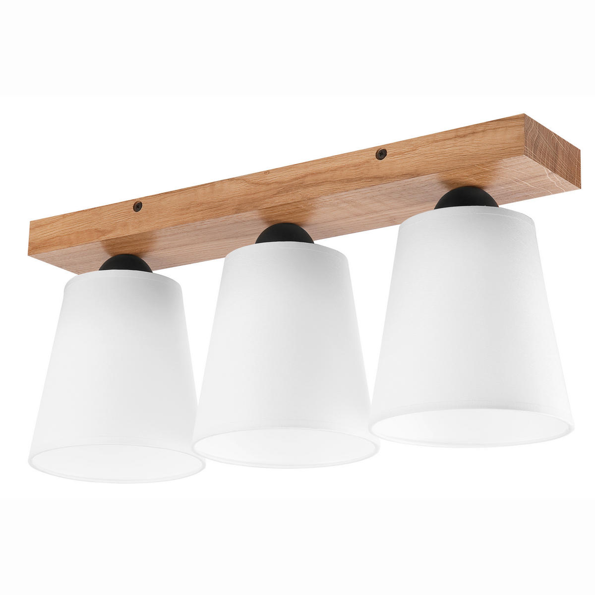 Lamkur Deckenleuchte LULA 47591 Eiche weiß Holz Textil H/L: ca. 21x50 cm E27 3 Brennstellen Lula - Eiche/weiß (50,00cm) - Lamkur