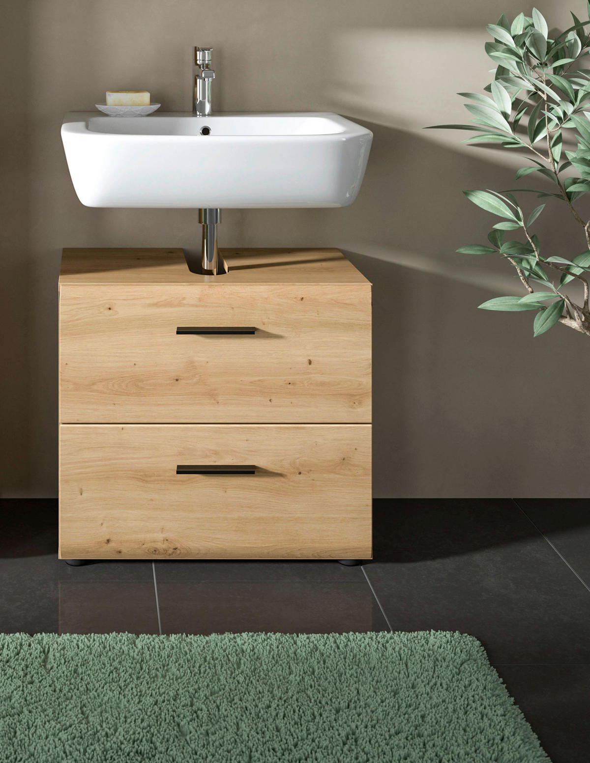 Waschbeckenunterschrank Ice Artisan Oak Nachbildung B/H/T: ca. 60x54x60 cm Ice - (60,00/54,00/60,00cm) - xonox.home