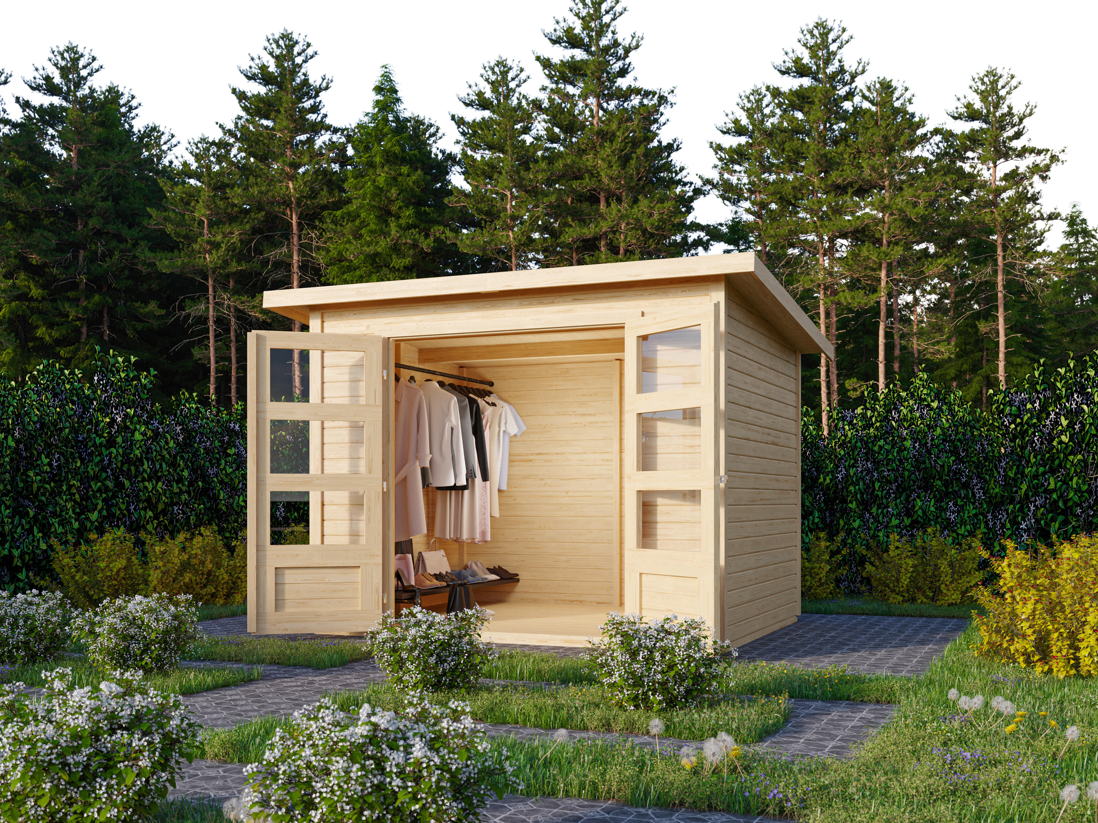 Karibu Gartenhaus Joschka 3 natur B/H/L: ca. 186x167x246 cm Joschka 3 - natur (246,00/186,00/167,00cm) - Karibu