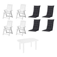 PROGARDEN,MADISON Gartensitzgruppe + Auflagen Tampa schwarz Kunststoff B/H/L: ca. 90x109x140 cm Tampa - weiß/schwarz (140,00/90,00/109,00cm) - PROGARDEN,MADISON