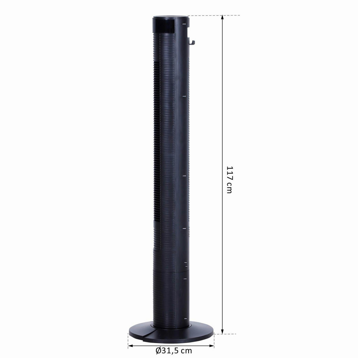 HOMCOM Turmventilator mit Fernbedienung schwarz Kunststoff H/D: ca. 117x32 cm Turmventilator 824-006V90 - schwarz (32,00/117,00cm) - HOMCOM