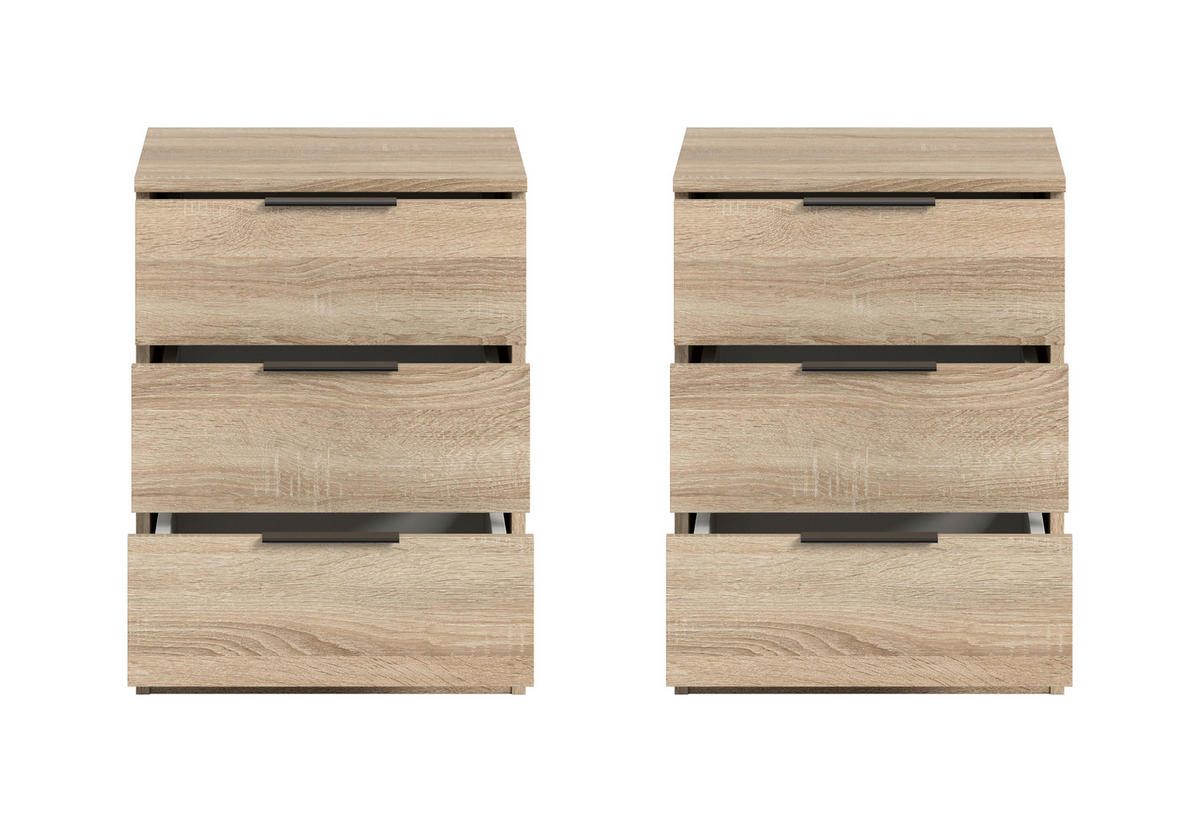 Nachtkonsolen KOPENHAGEN, Set Eiche Sonoma Nachbildung B/H/T: ca. 45x60x40 cm KOPENHAGEN, Set - Eiche (45,00/60,00/40,00cm) - xonox.home
