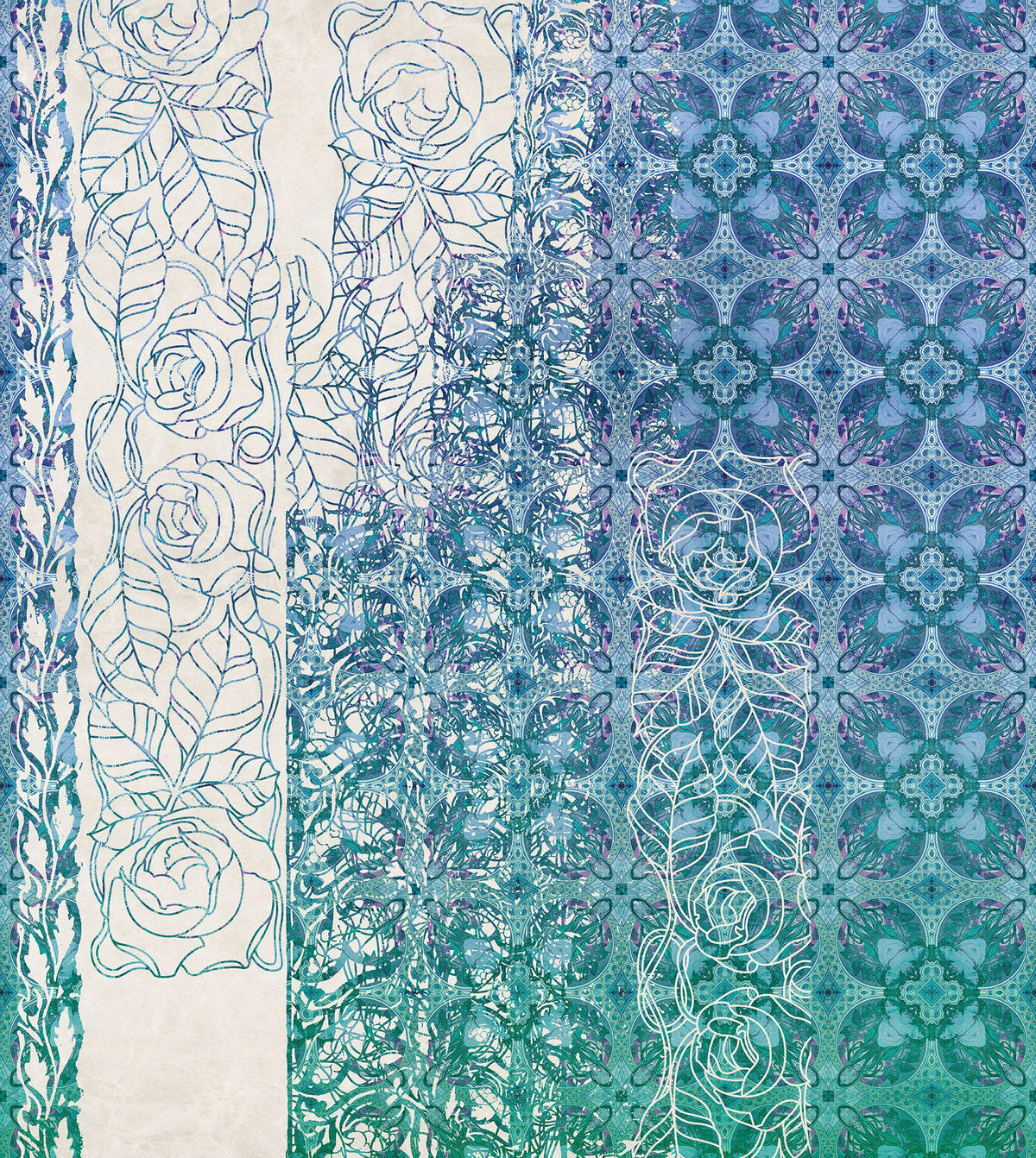 Komar Fototapete Art Nouveau Bleu B/L: ca. 250x280 cm Art Nouveau Bleu - (250,00/280,00cm) - Komar