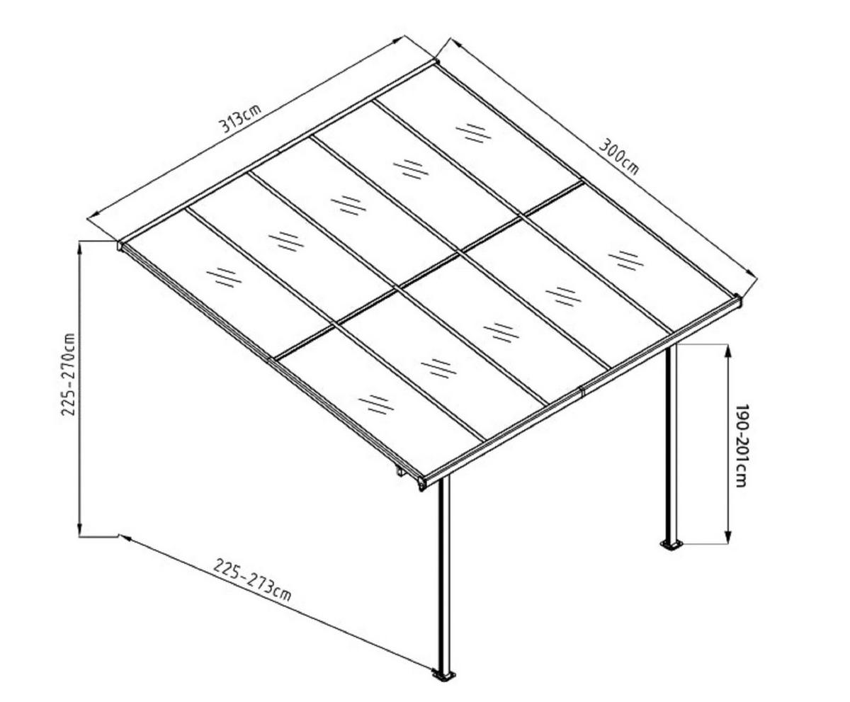Westmann Terrassenüberdachung Bruce schwarz Aluminium B/H/T: ca. 313x270x300 cm Bruce - schwarz (313,00/270,00/300,00cm) - Westmann