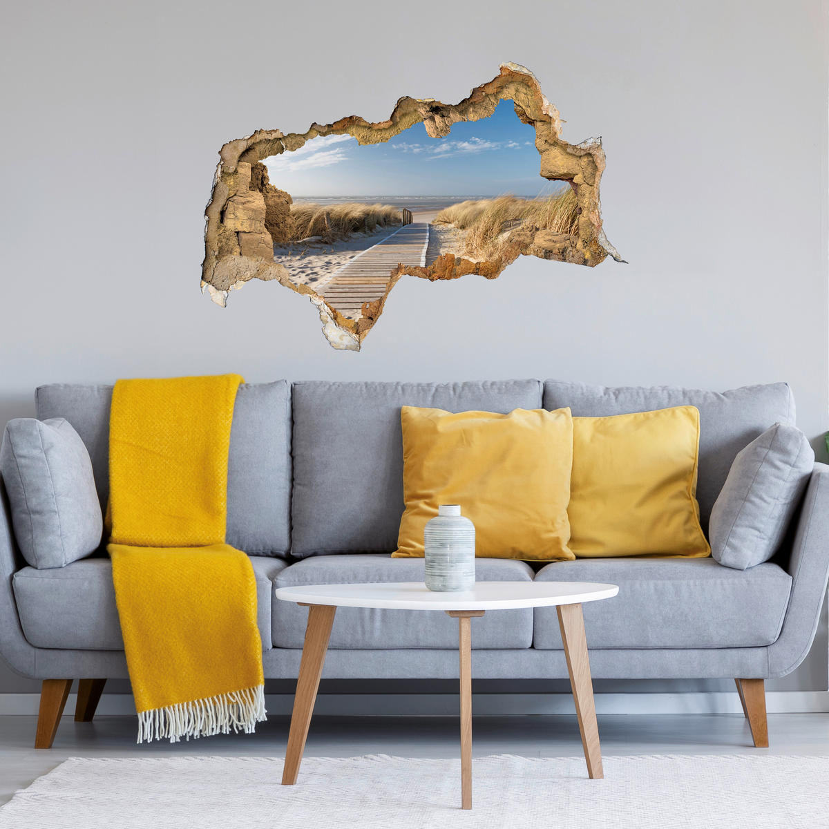 Dekosticker Strand bunt B/L: ca. 50x70 cm 2 tlg. Dekosticker Mauer Strand - bunt (50,00/70,00cm)