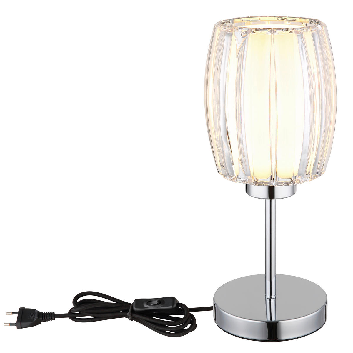 GLOBO Tischleuchte Chrom Opal schwarz Glas Metall Textil H/D: ca. 40x18 cm E27 1 Brennstellen MARIBEL - schwarz/Opal (18,00/40,00cm) - GLOBO