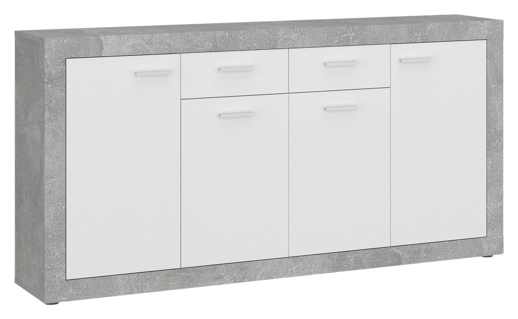 Kommode Focus Beton Optik weiß glänzend B/H/T: ca. 173,8x90x39 cm Focus - Beton/weiß (173,80/90,00/39,00cm)
