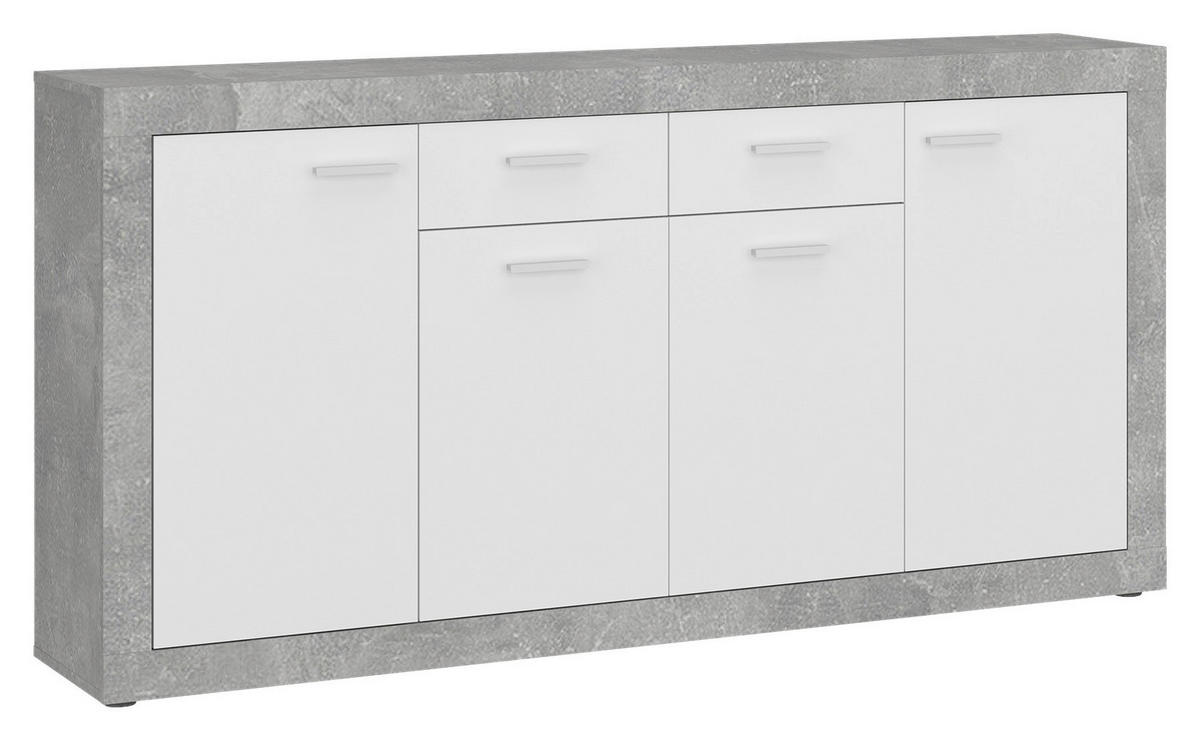 Kommode Focus Beton Optik weiß glänzend B/H/T: ca. 173,8x90x39 cm Focus - Beton/weiß (173,80/90,00/39,00cm)