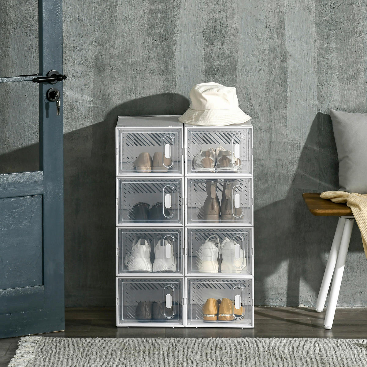 HOMCOM Schuhregal transparent Polypropylen B/H/L: ca. 35x25x19 cm Schuhschrank_mit_Stecksystem - transparent (19,00/35,00/25,00cm) - HOMCOM