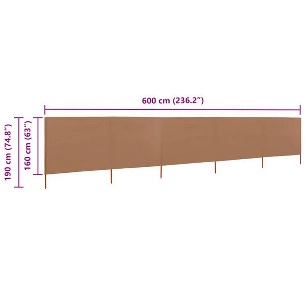 vidaXL Windschutz Windschutz - taupe (600,00/160,00cm) - vidaXL