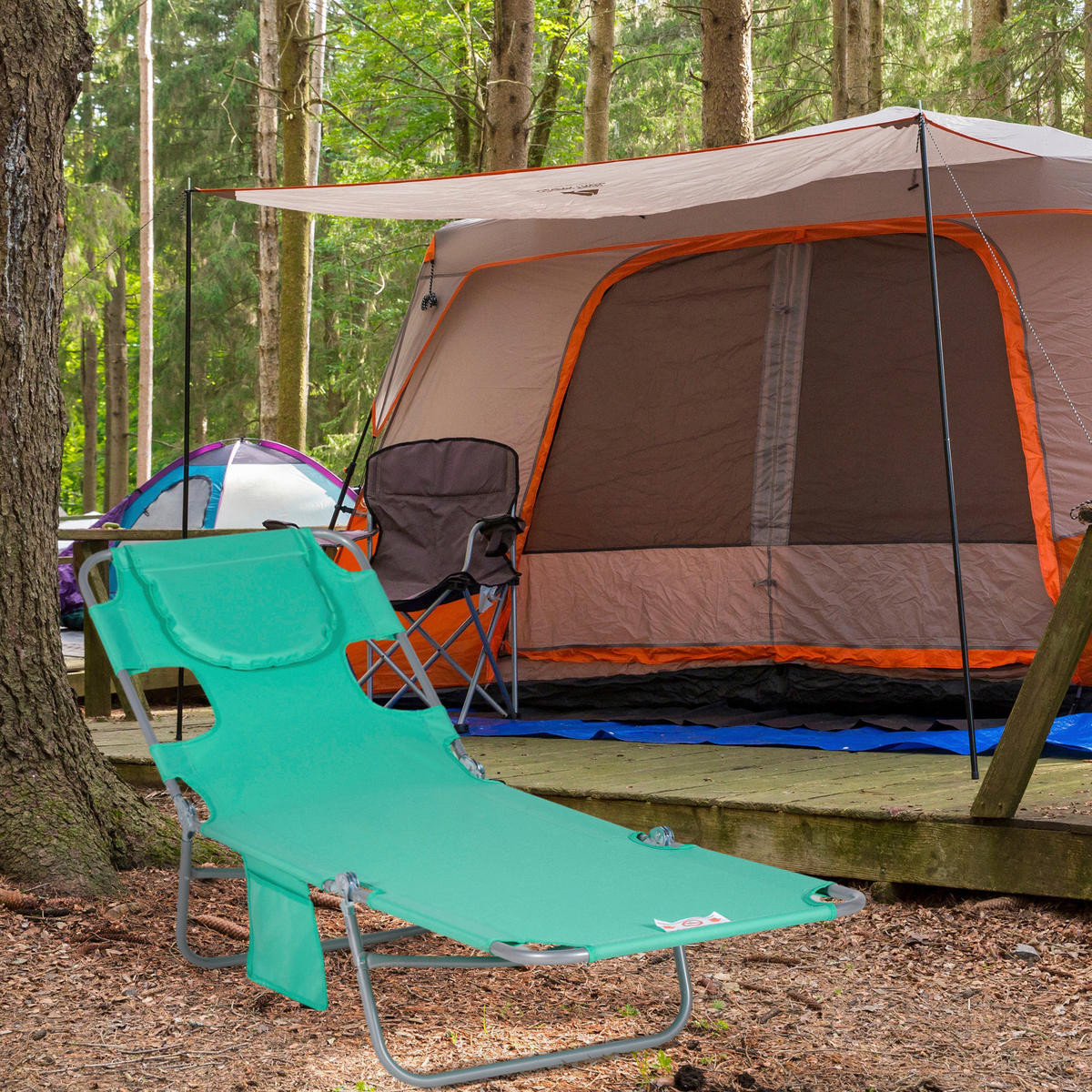 Outsunny Sonnenliege grün Polyester B/H/L: ca. 55x29x185 cm Sonnenliege - grün (185,00/55,00/29,00cm) - Outsunny