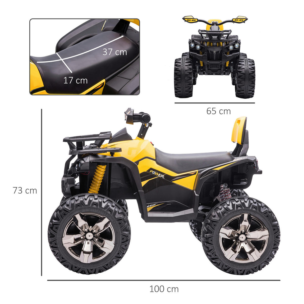 HOMCOM Kinderauto gelb B/H/L: ca. 65x100x73 cm Kinder-Elektrofahrzeug - gelb (73,00/65,00/100,00cm) - HOMCOM