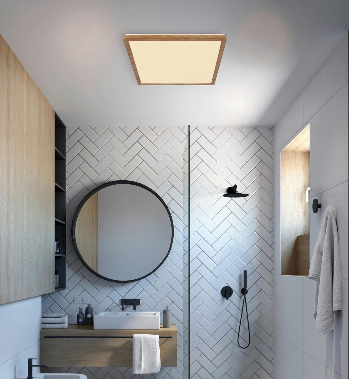 GLOBO LED-Deckenleuchte braun Opal Kunststoff B/H/T: ca. 29,4x2,5x29,4 cm SAPANA - braun/Opal (29,40/2,50/29,40cm) - GLOBO