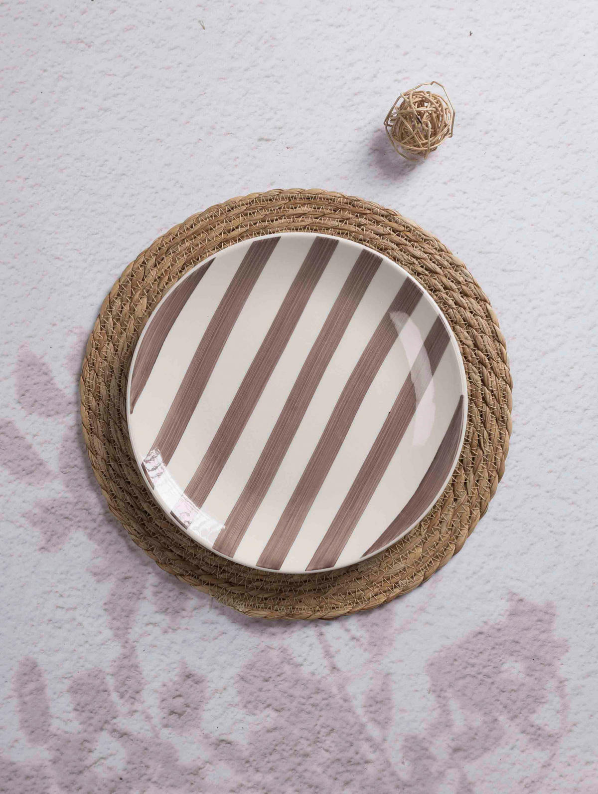 Teller braun Keramik H/D: ca. 2,3x19 cm Dessertteller_Stripes braun - braun/weiß (19,00/2,30cm)