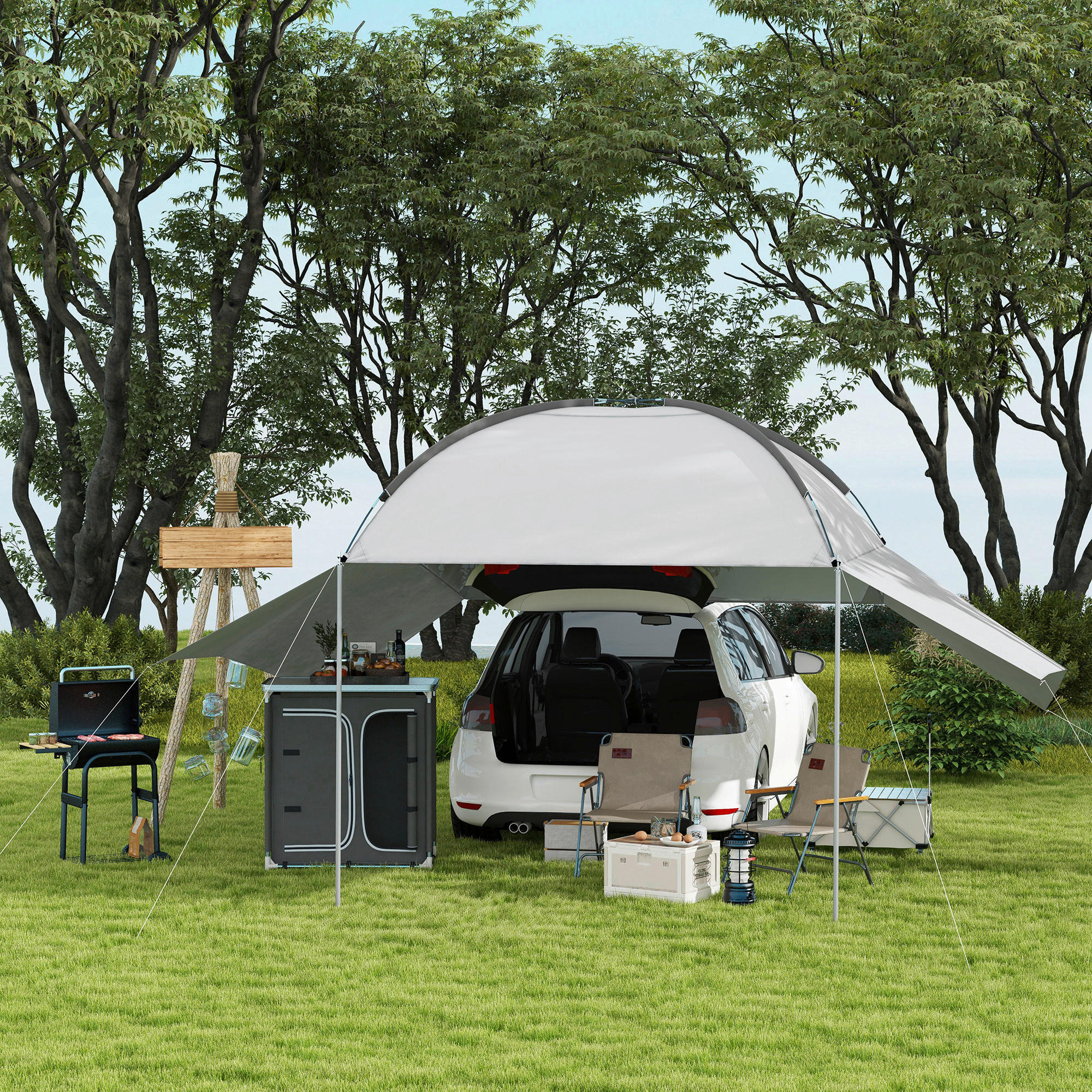 Outsunny Holzkohlegrill Metall B/H/L: ca. 46,5x115x83 cm Holzkohlegrill - schwarz (83,00/46,50/115,00cm) - Outsunny