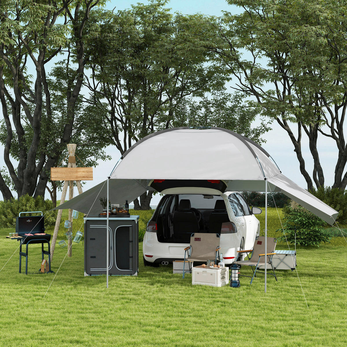 Outsunny Holzkohlegrill Metall B/H/L: ca. 46,5x115x83 cm Holzkohlegrill - schwarz (83,00/46,50/115,00cm) - Outsunny