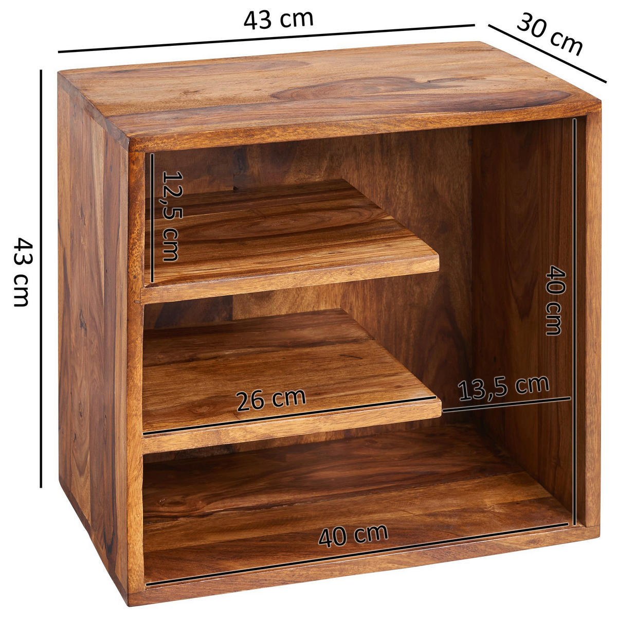 Beistelltisch natur Echtholz B/H/T: ca. 43x43x30 cm Beistelltisch - natur (43,00/43,00/30,00cm) - Wohnling