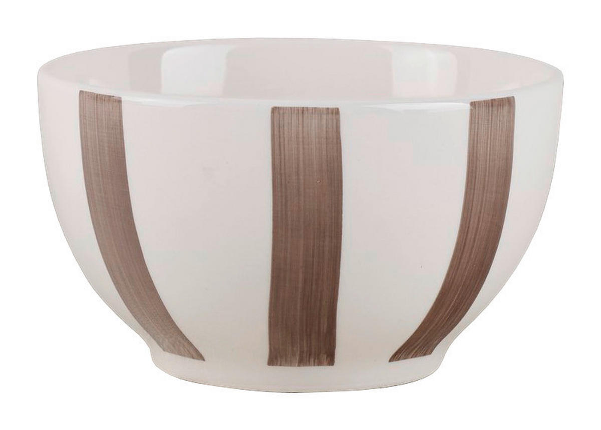 Schale weiß Keramik H/D: ca. 8x14 cm Schale_Stripes braun - braun/weiß (14,00/8,00cm)