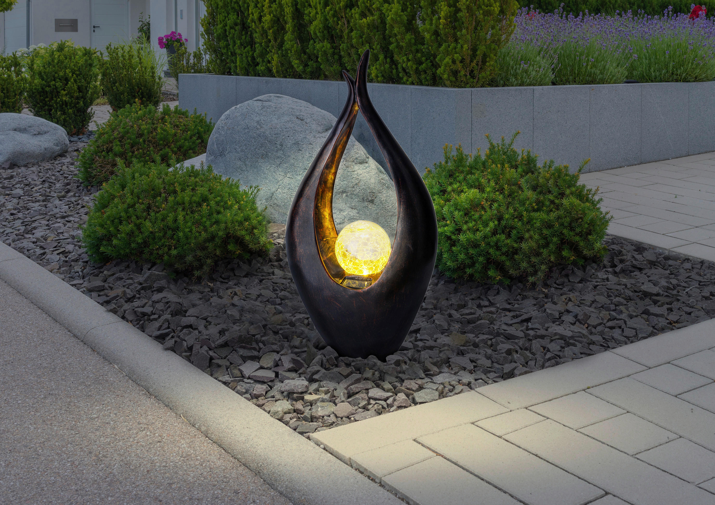 LED-Solarleuchte bronze Kunststoff B/H/T: ca. 13x50x26,5 cm