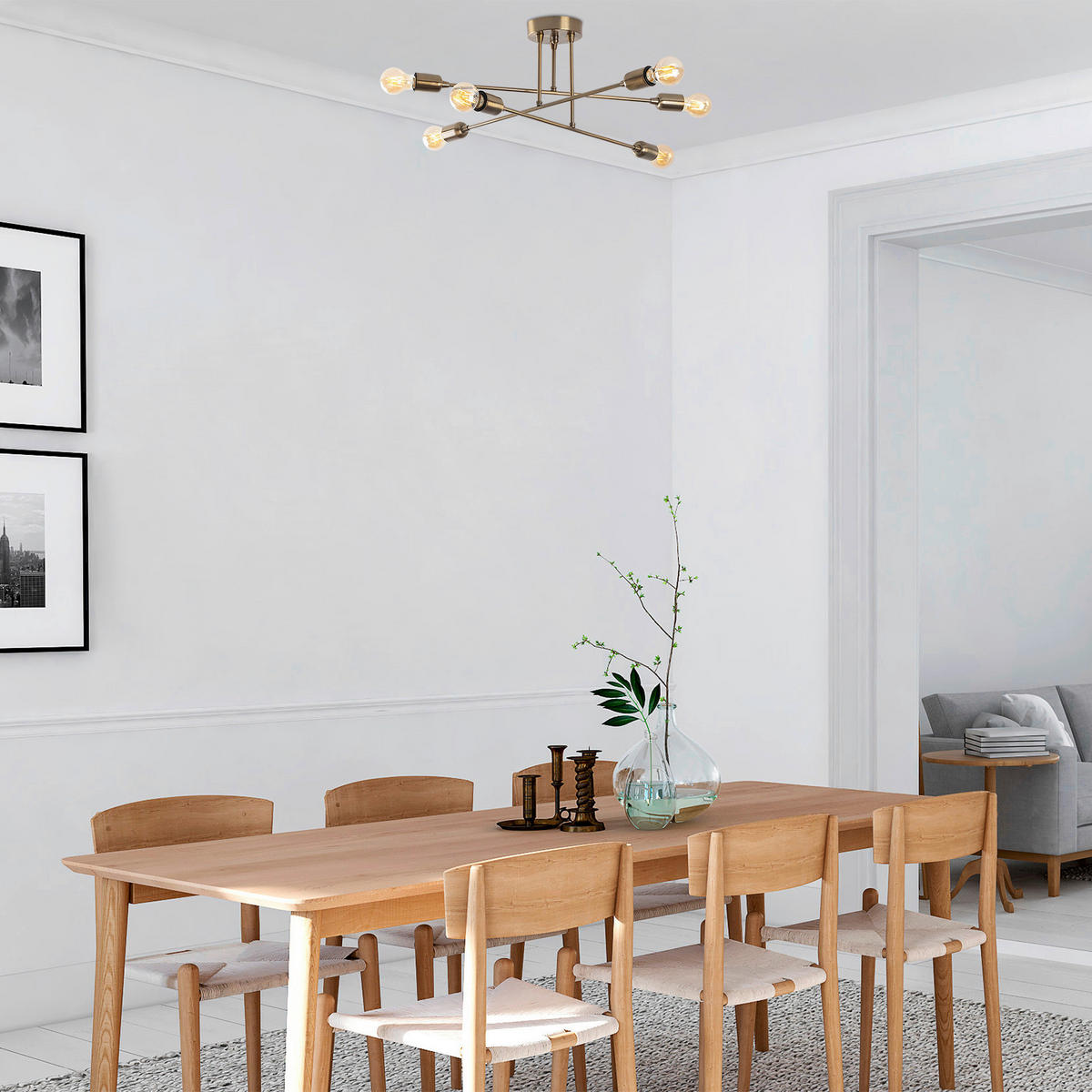 Opviq Deckenleuchte Fleur-1504 B/H/T/L/D: ca. 66x27x66x66x66 cm E27 6 Brennstellen Fleur - (66,00/66,00/27,00cm) - Opviq