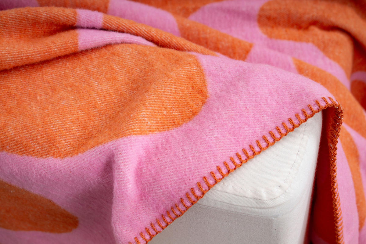 Wohndecke Sommerdecke_m.Fransen pink - orange/pink (150,00/200,00cm)