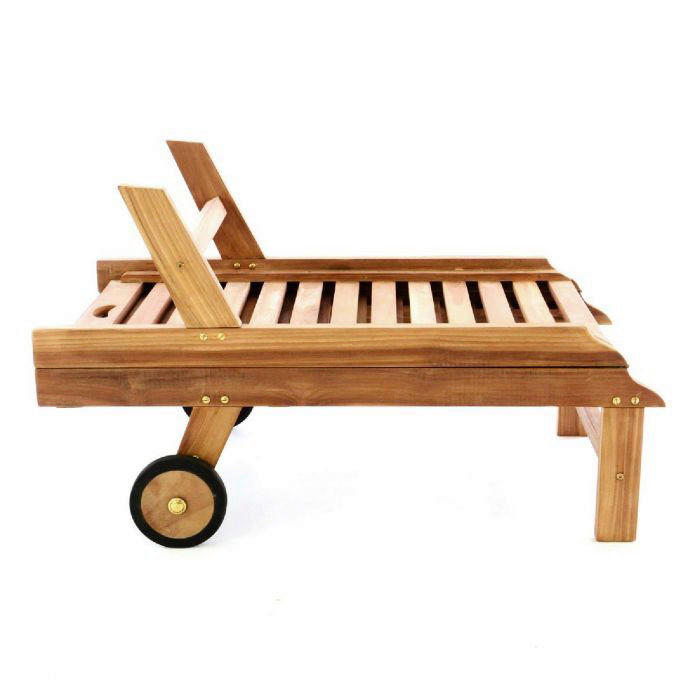 VCM Gartenliege braun Teakholz B/H/L: ca. 57x34x200 cm Gartenliege - braun (200,00/57,00/34,00cm) - VCM