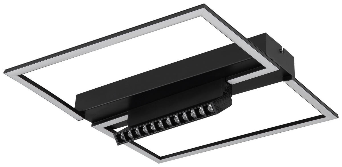 GLOBO LED-Deckenleuchte schwarz mattschwarz Aluminium Metall Kunststoff B/H/T: ca. 42x11x42 cm MAXWELL - schwarz/mattschwarz (42,00/11,00/42,00cm) - GLOBO