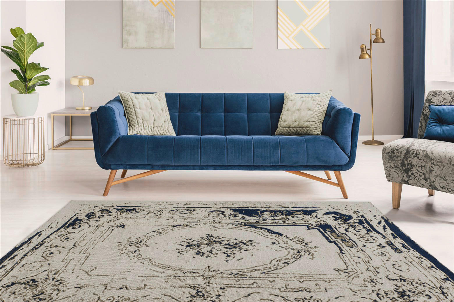 Kayoom Kurzflorteppich Ballerina 740 grau B/L: ca. 160x230 cm Ballerina 740 - blau/grau (160,00/230,00cm) - Kayoom