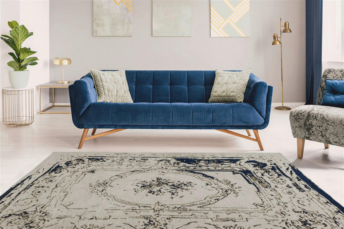 Kayoom Kurzflorteppich Ballerina 740 grau B/L: ca. 160x230 cm Ballerina 740 - blau/grau (160,00/230,00cm) - Kayoom
