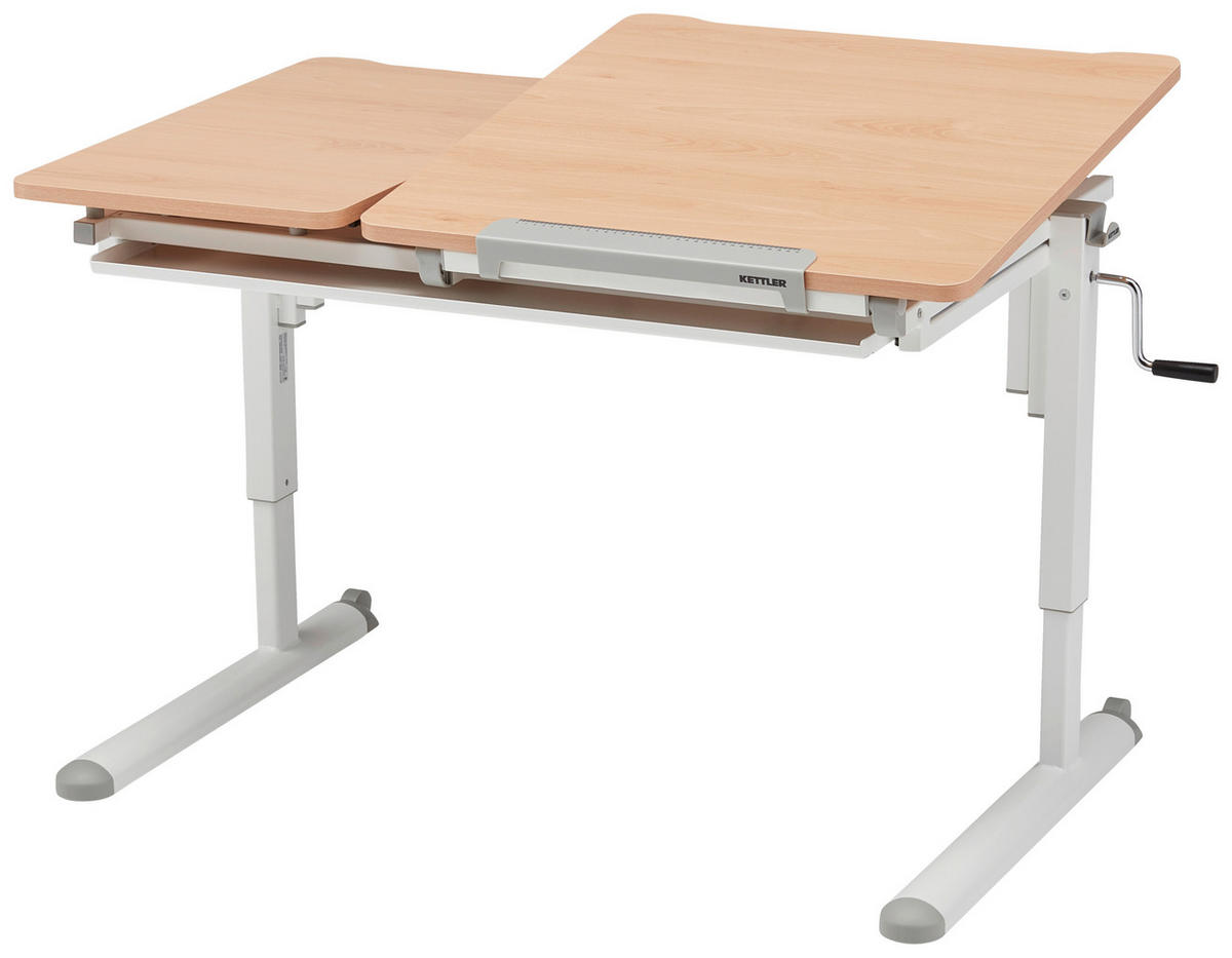 Kinderschreibtisch weiß buche Nachbildung B/H/T: ca. 110x54x54 cm Kinder-_und_Jugendschreibtisch - weiß/buche (110,00/54,00/54,00cm)