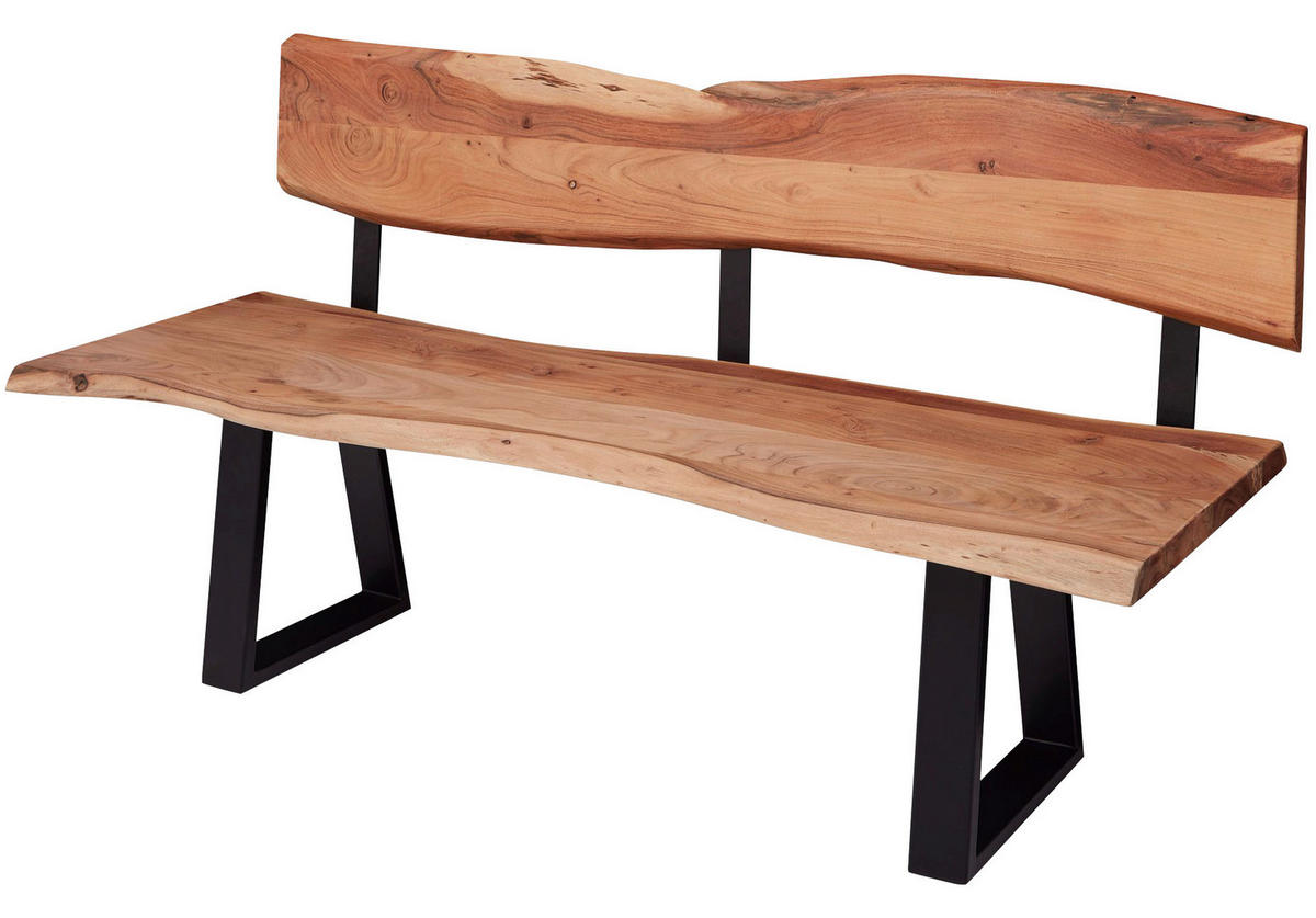 Eckbank natur schwarz B/H/T: ca. 160x85,5x60 cm Esszimmerbank - natur/schwarz (160,00/85,50/60,00cm) - Wohnling