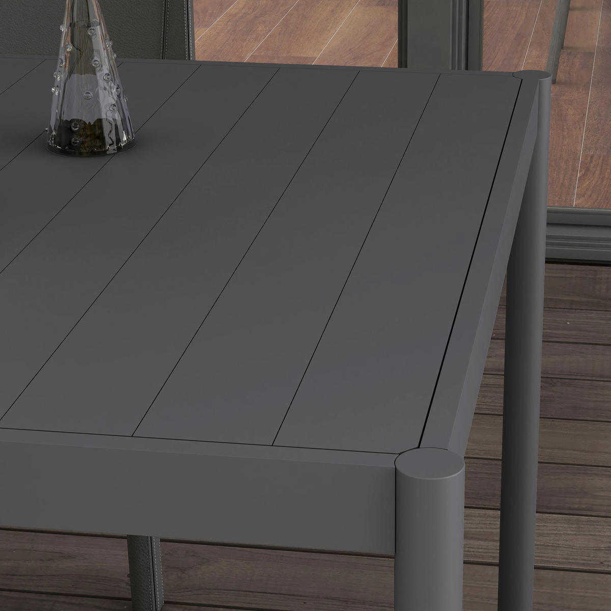Outsunny Gartentisch dunkelgrau Aluminium B/H/L: ca. 90x74x145 cm Gartentisch - dunkelgrau (145,00/90,00/74,00cm) - Outsunny