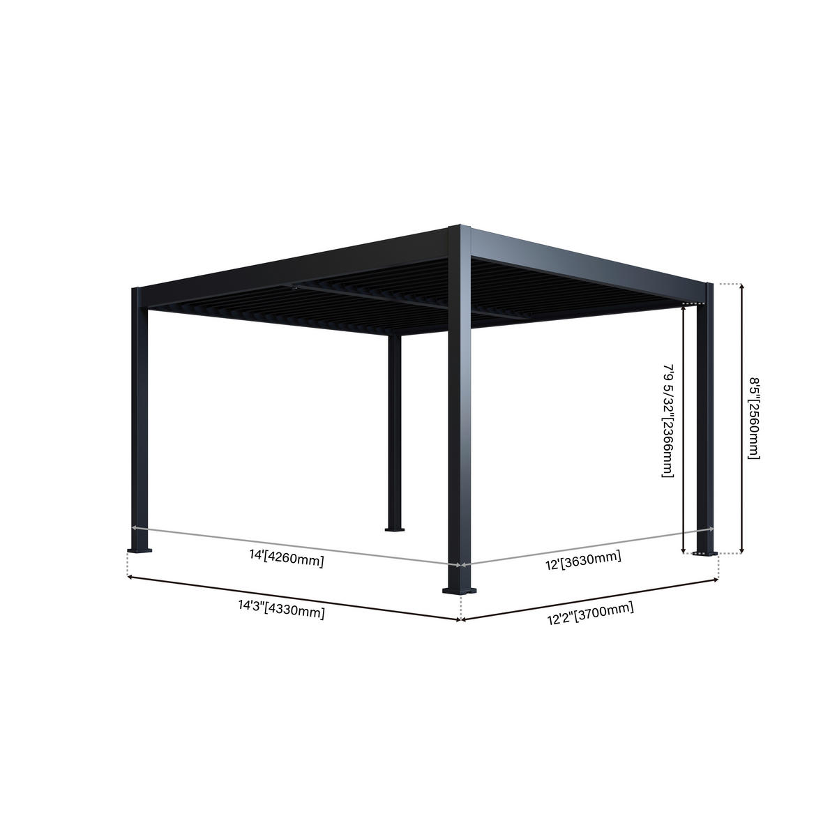 Paragon Outdoor Pergola Grand Tuscan anthrazit Aluminium B/H/L: ca. 433x256x370 cm Grand Tuscan - anthrazit (370,00/433,00/256,00cm) - Paragon Outdoor