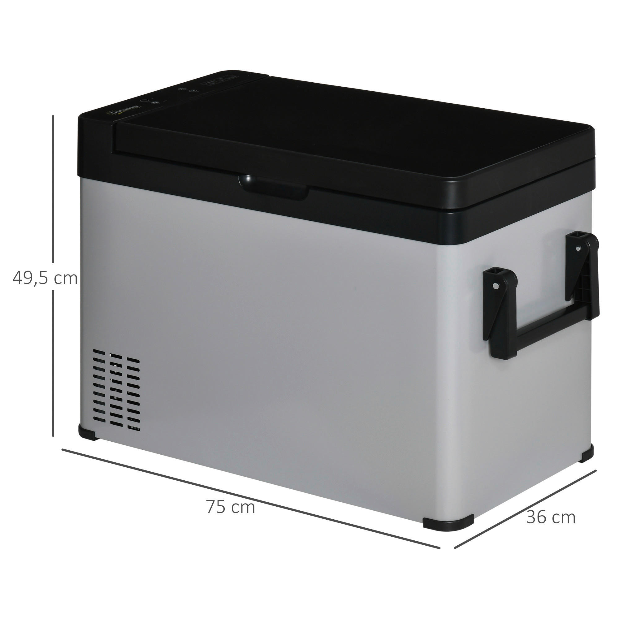 Outsunny Kühlbox schwarz grau Glas Polypropylen Edelstahl B/H/L: ca. 36x75x49,5 cm Kühlbox - schwarz/grau (49,50/36,00/75,00cm) - Outsunny