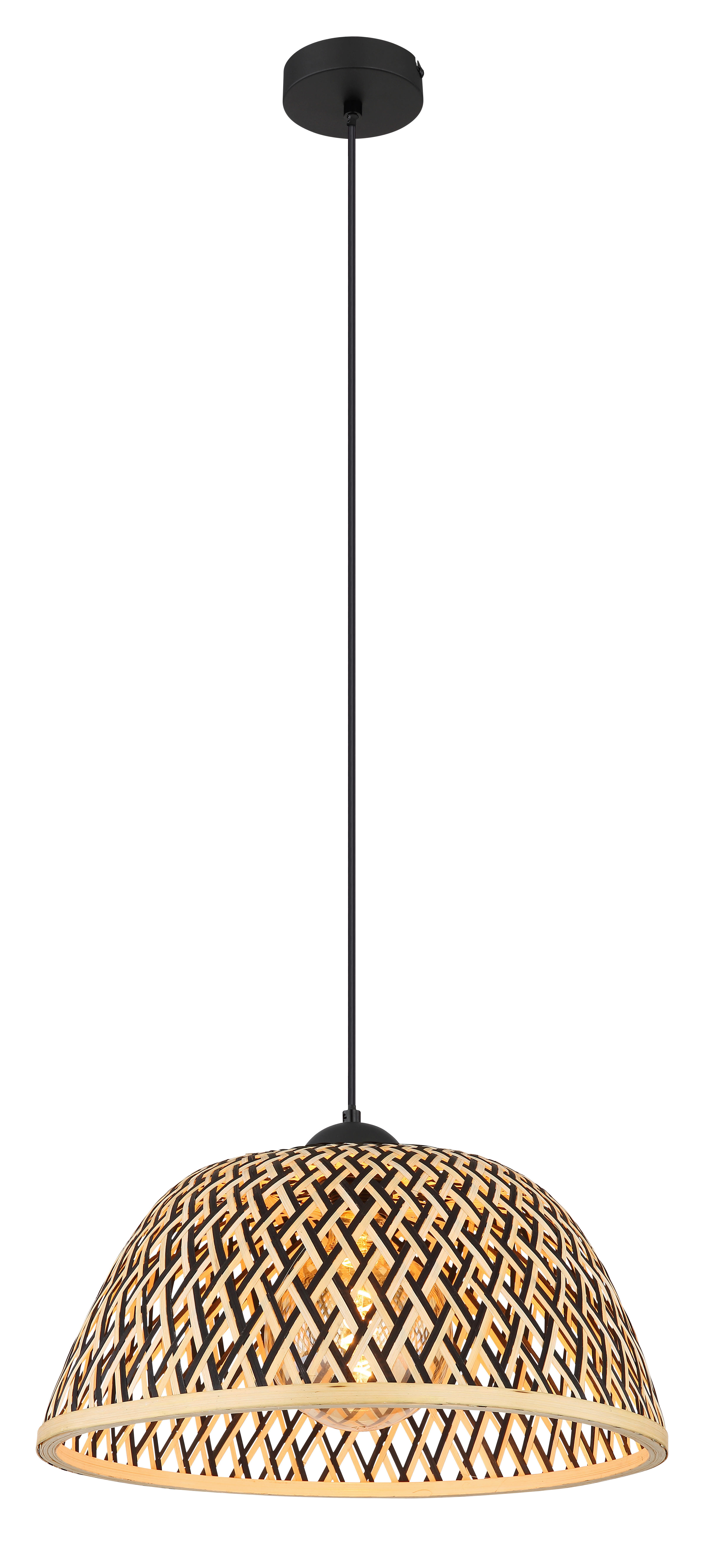 GLOBO Pendelleuchte schwarz natur Metall H/D: ca. 120x40 cm E27 1 Brennstellen