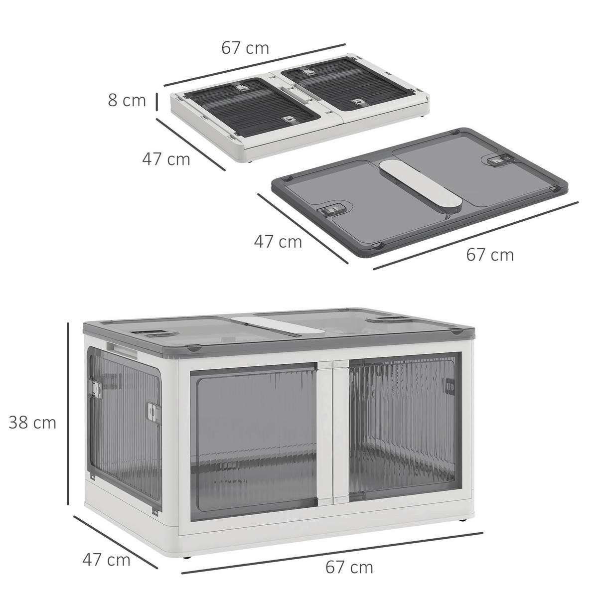 HOMCOM Aufbewahrungsbox weiß B/H/L: ca. 47x67x38 cm Aufbewahrungsbox - weiß (38,00/47,00/67,00cm) - HOMCOM