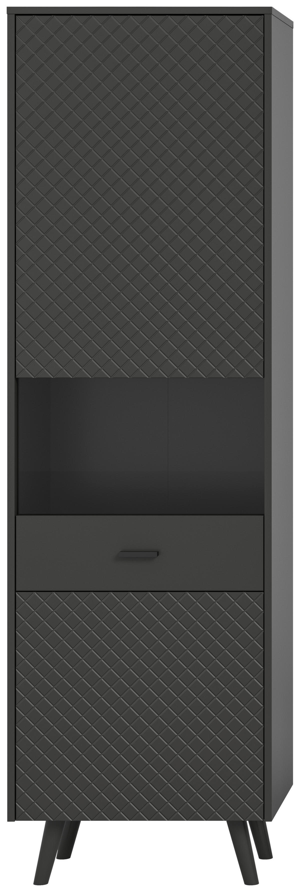 Vitrinenschrank LINEA grau schwarz B/H/T: ca. 58x195x37 cm LINEA - schwarz/grau (58,00/195,00/37,00cm) - xonox.home