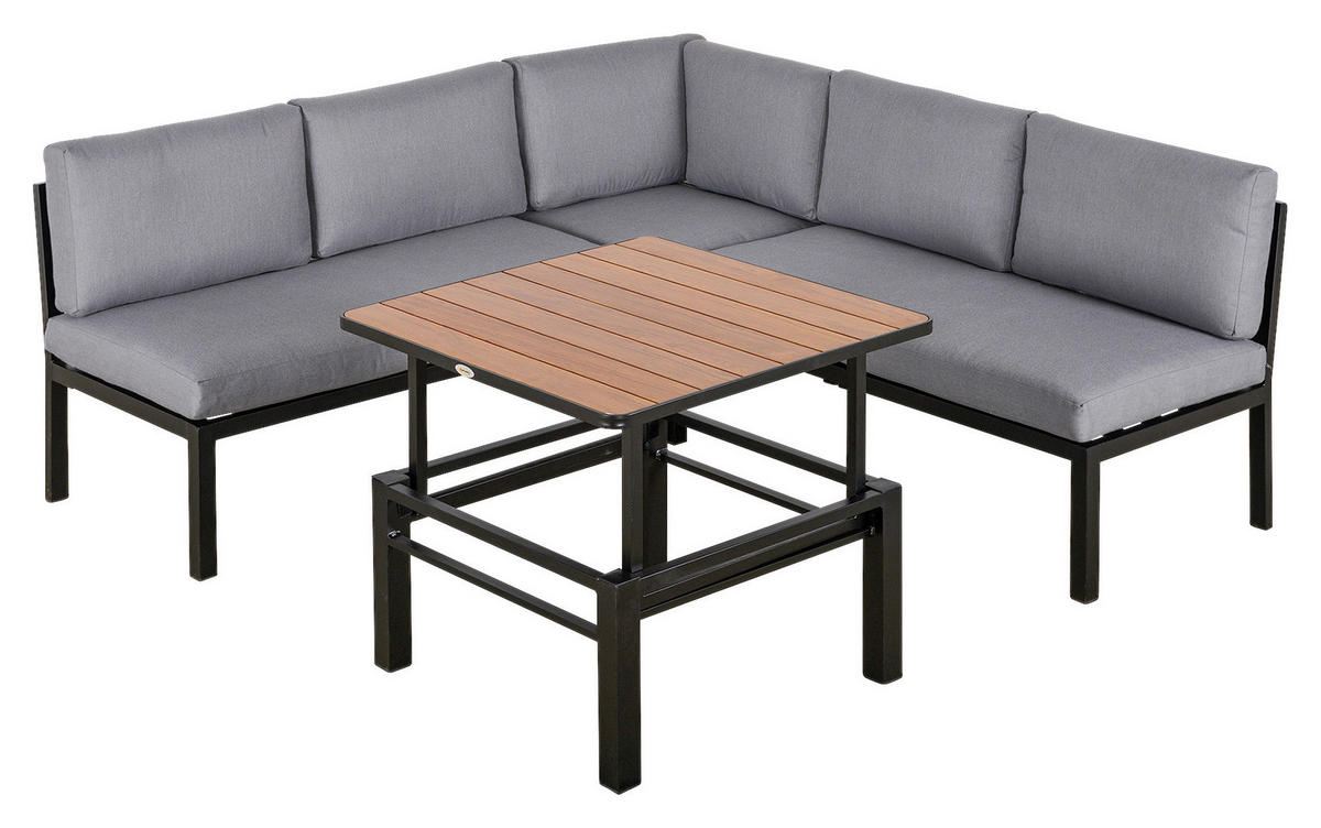 Outsunny Gartensitzgarnitur grau Aluminium B/H/L: ca. 65x73x120 cm Gartensitzgarnitur - grau (120,00/65,00/73,00cm) - Outsunny