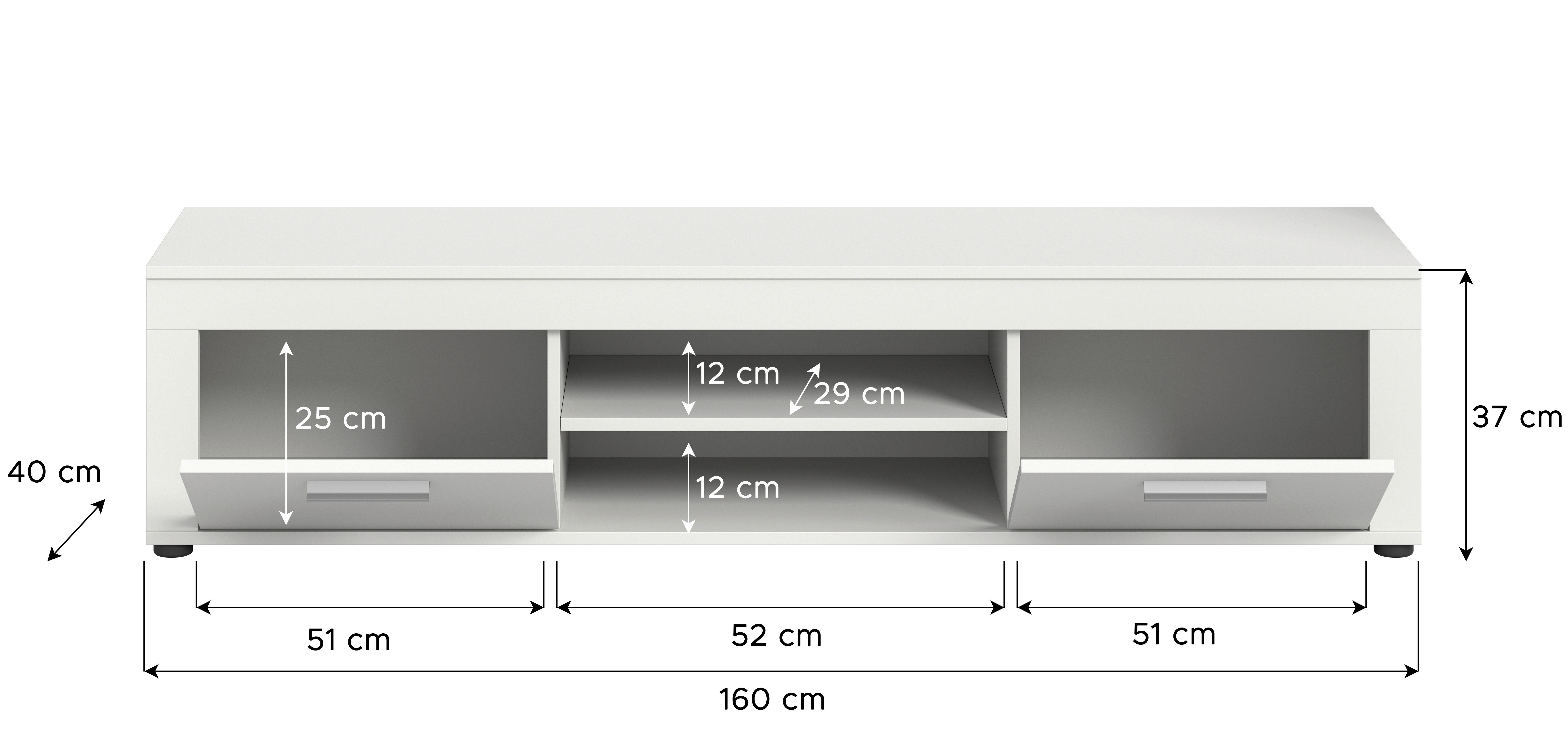 Lowboard Jam weiß B/H/T: ca. 160x37x40 cm Jam - weiß (160,00/37,00/40,00cm) - xonox.home