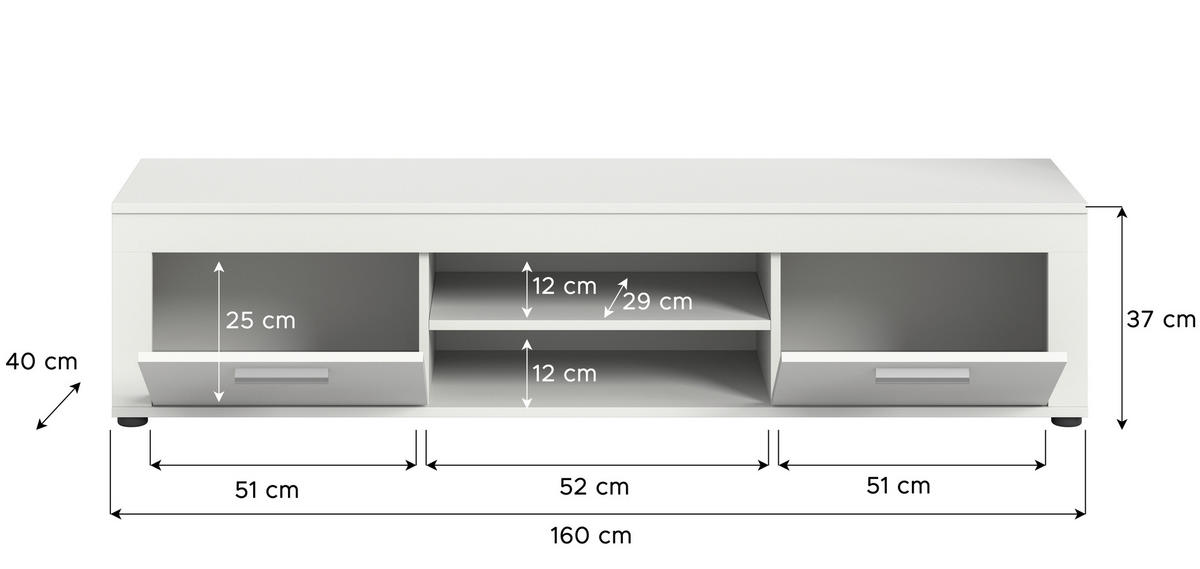 Lowboard Jam weiß B/H/T: ca. 160x37x40 cm Jam - weiß (160,00/37,00/40,00cm) - xonox.home