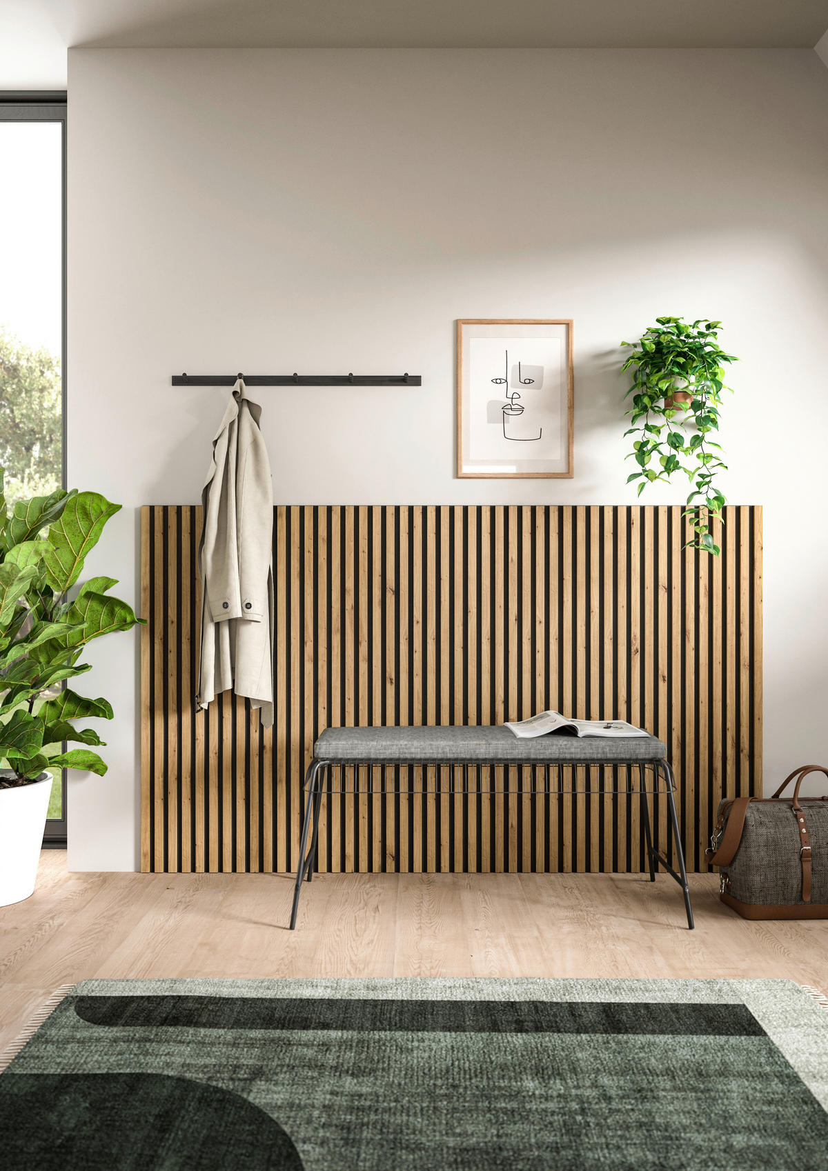 Paneel SILENCE 2er-Set Eiche Artisan Nachbildung anthrazit B/H/T: ca. 40x120x2 cm SILENCE 2er-Set - Eiche/anthrazit (40,00/120,00/2,00cm) - xonox.home