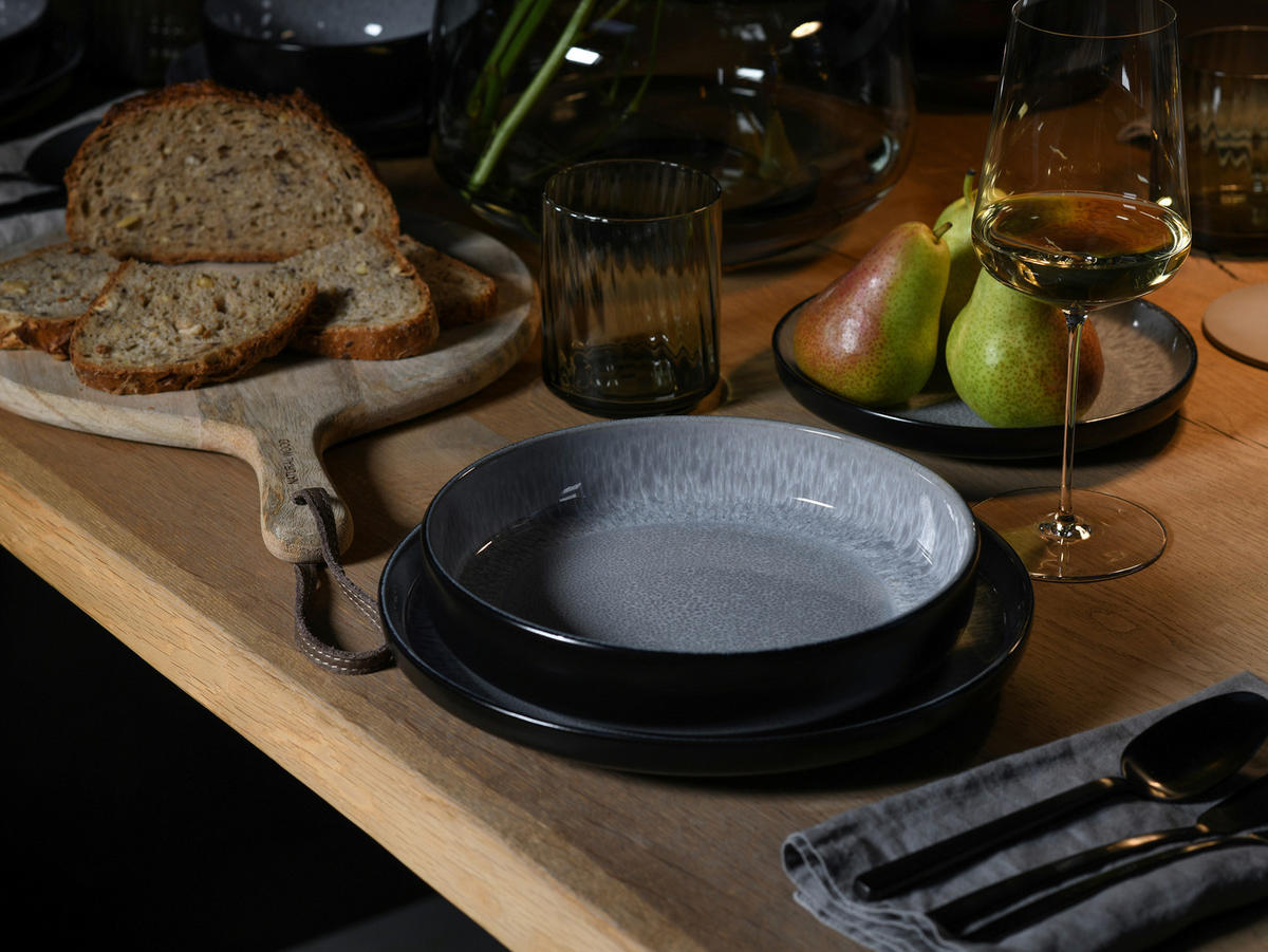 CreaTable Tafelservice Nordic Fjord grau Steinzeug 12 tlg. Nordic Fjord - grau - CreaTable