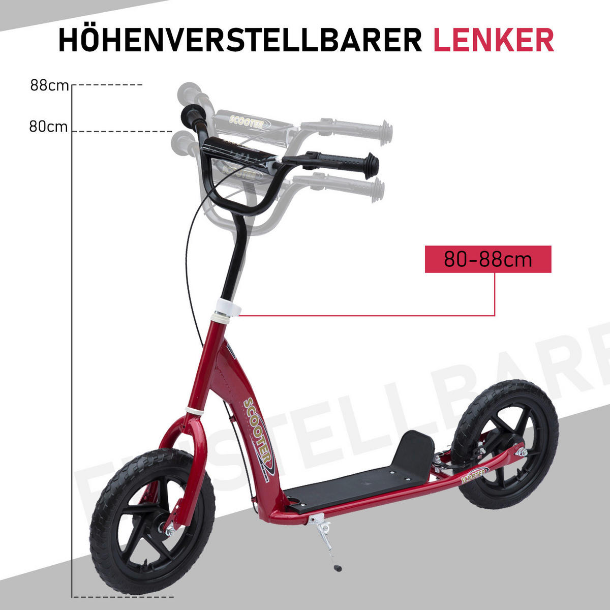 HOMCOM Kinderroller rot Kinderroller - rot (120,00/52,00/88,00cm) - HOMCOM