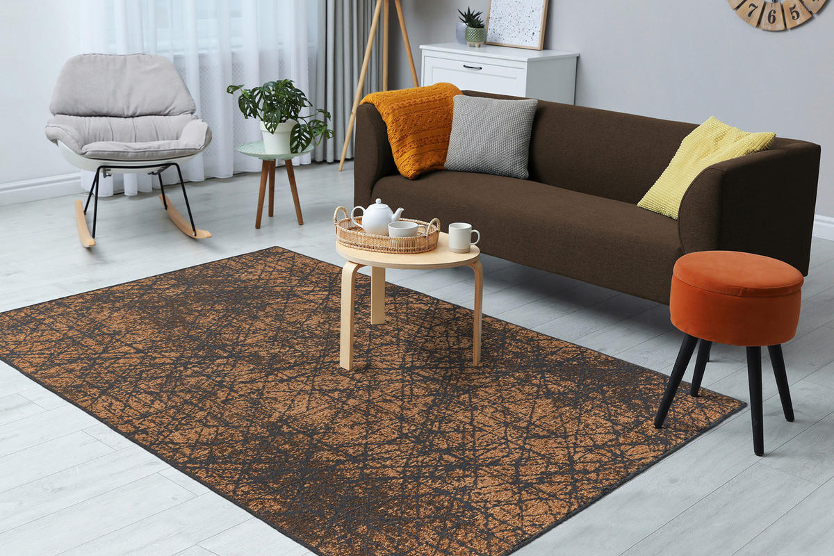 Kayoom Flachflorteppich Kalea 225 gelb B/H/L: ca. 80x0,8x150 cm Kalea 225 - gelb (150,00/80,00/0,80cm) - Kayoom